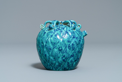 A Chinese fruit-shaped robin's egg-glazed water dropper, 19th C.