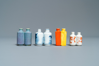 Four various Chinese 'twin' snuff bottles, 19/20th C.