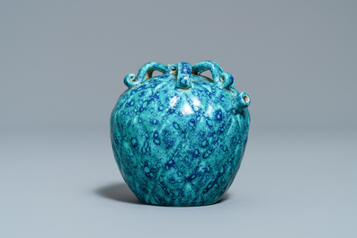 A Chinese fruit-shaped robin's egg-glazed water dropper, 19th C.