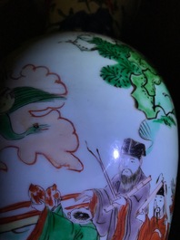 A Chinese wucai 'immortals' vase, Transitional period