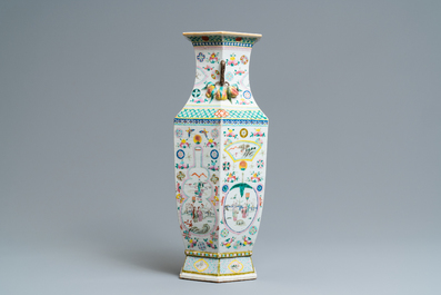 Un vase et un bol en porcelaine de Chine famille rose, 19&egrave;me