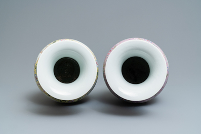 Two Chinese famille rose vases, Qianlong mark, Republic