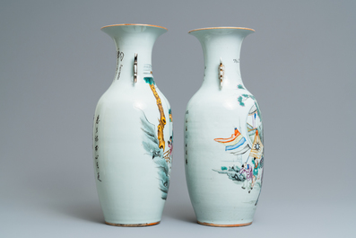 Deux vases en porcelaine de Chine famille rose, 19/20&egrave;me