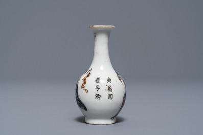 A Chinese famille rose miniature 'Wu Shuang Pu' vase, 19th C.