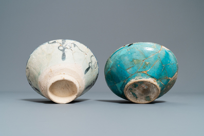 Four various Islamic pottery bowls, Safavid and Raqqa, 14th C. and later