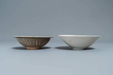 Two Chinese celadon- and qingbai-glazed bowls, Song and Yuan