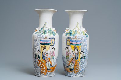 Four Chinese famille rose and qianjiang cai vases, 19/20th C.