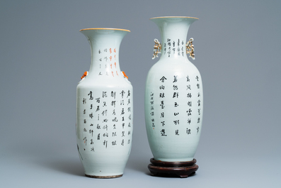 Quatre vases en porcelaine de Chine famille rose et qianjiang cai, 19/20&egrave;me