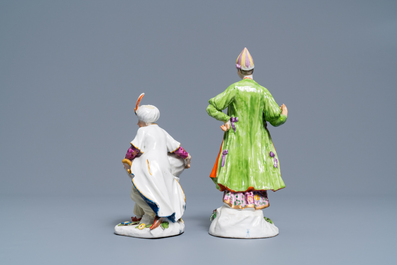 Two polychrome orientalist porcelain figures, Meissen and Samson, 18/19th C.