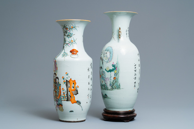 Four Chinese famille rose and qianjiang cai vases, 19/20th C.