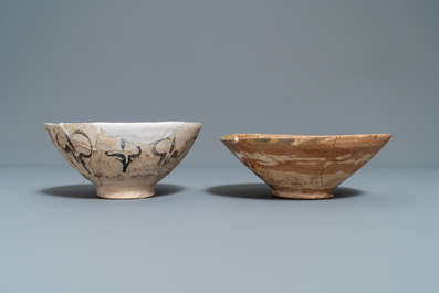 Four various Islamic pottery bowls, Safavid and Raqqa, 14th C. and later