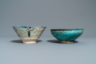 Four various Islamic pottery bowls, Safavid and Raqqa, 14th C. and later