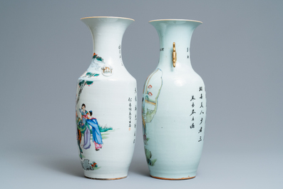 Quatre vases en porcelaine de Chine famille rose, 19/20&egrave;me