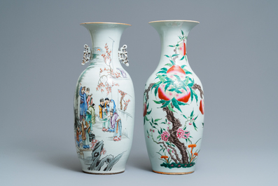 Quatre vases en porcelaine de Chine famille rose, 19/20&egrave;me