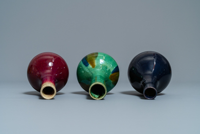 Six Chinese monochrome bottle vases, 18th C. and later