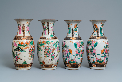 Two pairs of Chinese famille rose Nanking crackle-glazed vases, 19th C.