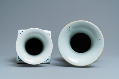 Deux vases en porcelaine de Chine bleu et blanc et qianjiang cai, 19/20&egrave;me