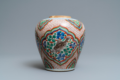 A Chinese wucai vase with fish, Transitional period