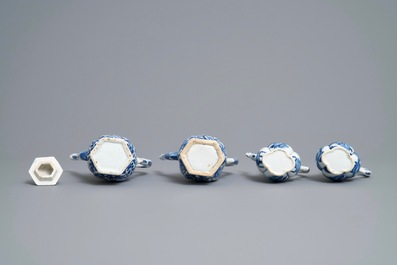 Four Chinese blue and white ewers, Kangxi