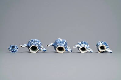 Four Chinese blue and white ewers, Kangxi