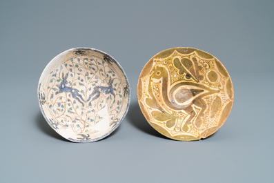 Four various Islamic pottery bowls, Safavid and Raqqa, 14th C. and later