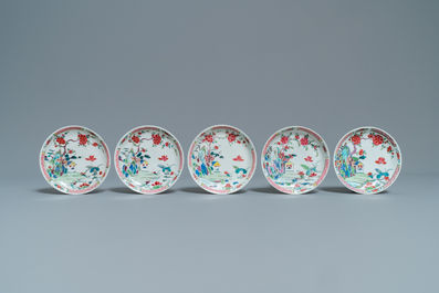 A Chinese famille rose 27-piece tea service with landscape design, Yongzheng/Qianlong