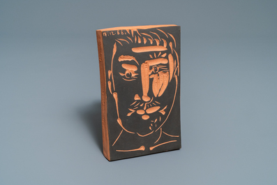 Pablo Picasso (1881-1973): 'Visage d'homme', pottery tile, dated 1966