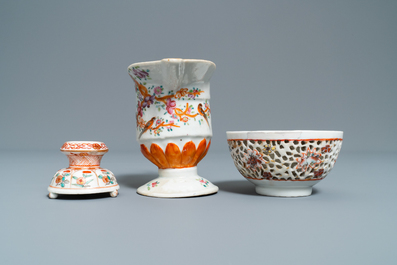 Five Chinese famille rose and iron-red wares, Kangxi/Qianlong