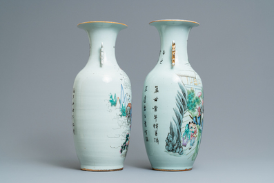 Deux vases en porcelaine de Chine famille rose, 19/20&egrave;me