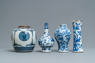 Four Chinese blue and white vases, Kangxi