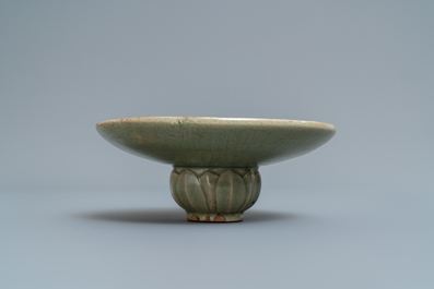 A Chinese Yaozhou celadon bowl with incised floral design, Song or later