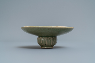 A Chinese Yaozhou celadon bowl with incised floral design, Song or later