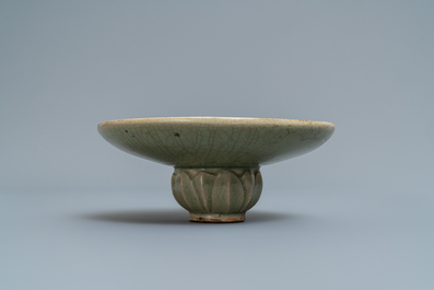 A Chinese Yaozhou celadon bowl with incised floral design, Song or later