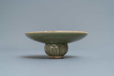 A Chinese Yaozhou celadon bowl with incised floral design, Song or later