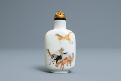 An imperial Chinese famille rose 'Bajuntu' snuff bottle, Daoguang mark and of the period