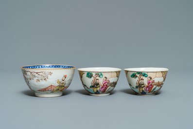 Ten Chinese famille rose 'Mandarin' tea wares, Qianlong