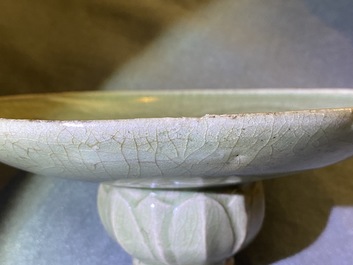 A Chinese Yaozhou celadon bowl with incised floral design, Song or later