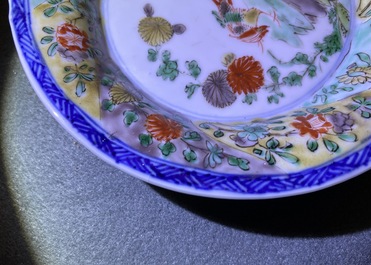 Eleven Chinese famille verte cups and saucers, Kangxi