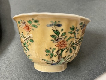 Onze tasses et soucoupes en porcelaine de Chine famille verte, Kangxi