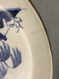 Five Chinese blue and white 'Bleu de Hue' plates for the Vietnamese market, 19th C.