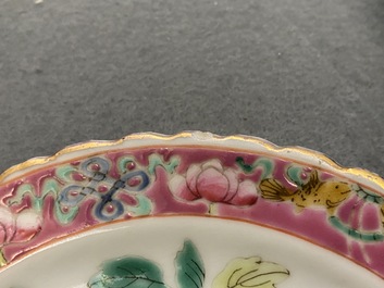 Three Chinese famille rose plates for the Straits or Peranakan market, 19th C.