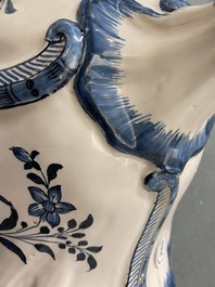 A blue and white Brussels faience rocaille tureen and cover, 18th C.