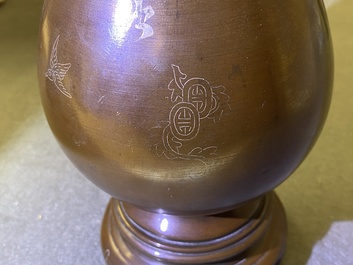 Two Chinese silver- and copper-inlaid bronze vases for the Vietnamese market, 19th/20th C.