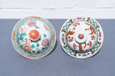 Three Chinese famille rose vases, 19th C.