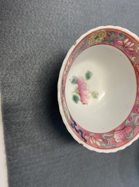 Dix bols et deux soucoupes en porcelaine de Chine famille rose pour le march&eacute; Straits ou Peranakan, 19&egrave;me