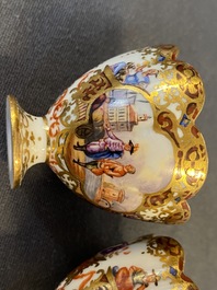 A pair of Meissen porcelain 'Kauffahrtei' inkwells and covers, Germany, 18th C.