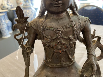 A Chinese bronze figure of Buddha, 18th C.