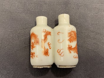 Four various Chinese 'twin' snuff bottles, 19/20th C.