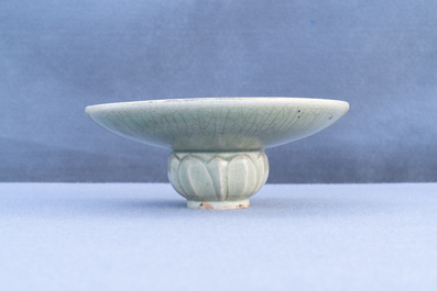 A Chinese Yaozhou celadon bowl with incised floral design, Song or later
