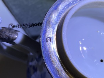 Two Chinese blue and white teapots and a cream jug, Yongzheng